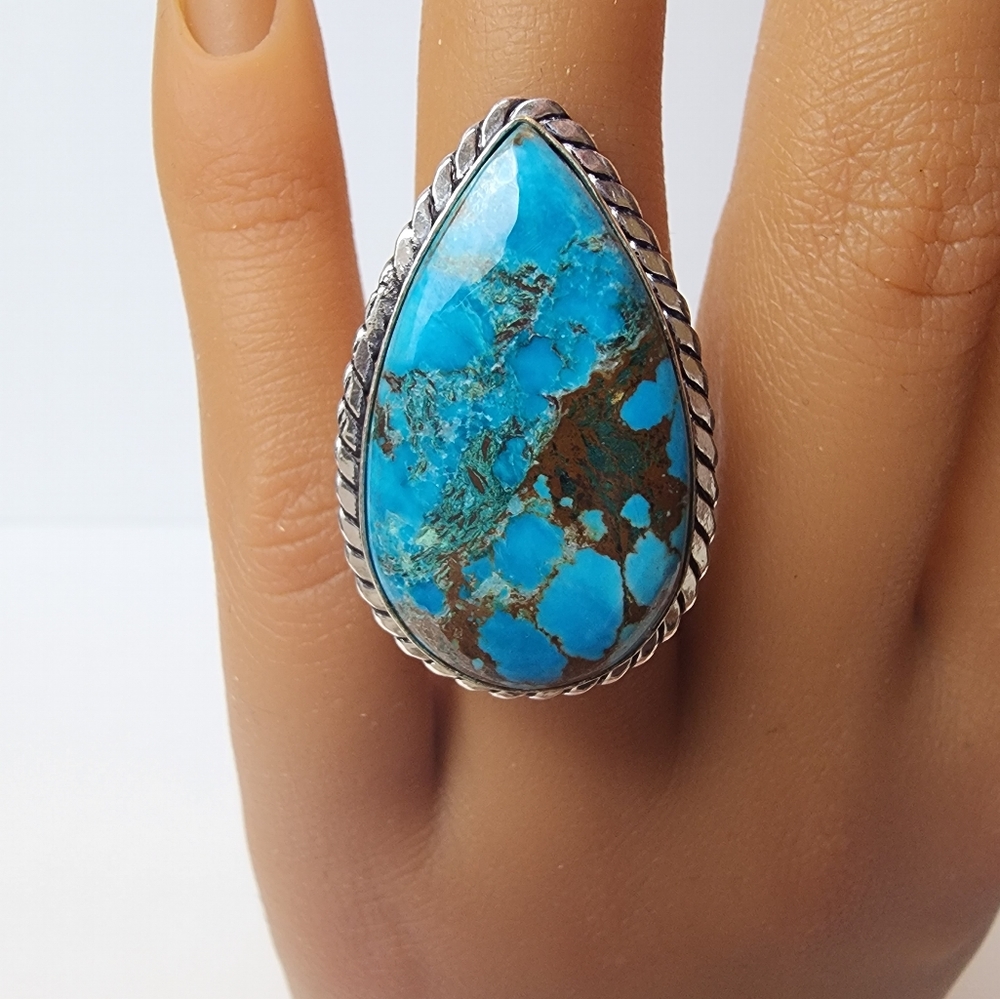 #221 Sterling Silver Plated Ring With Natural Stone
